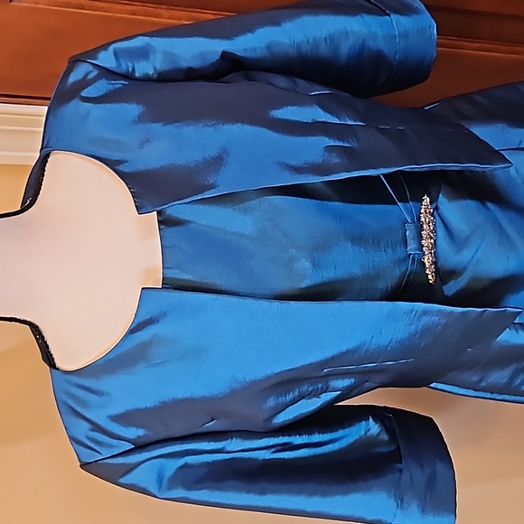 JADE BY JASMINE DRESS 2PC P4 MOTHER OF BRIDE SOCIAL OCCASION BLUE GREEN NWOT - Picture 2 of 13